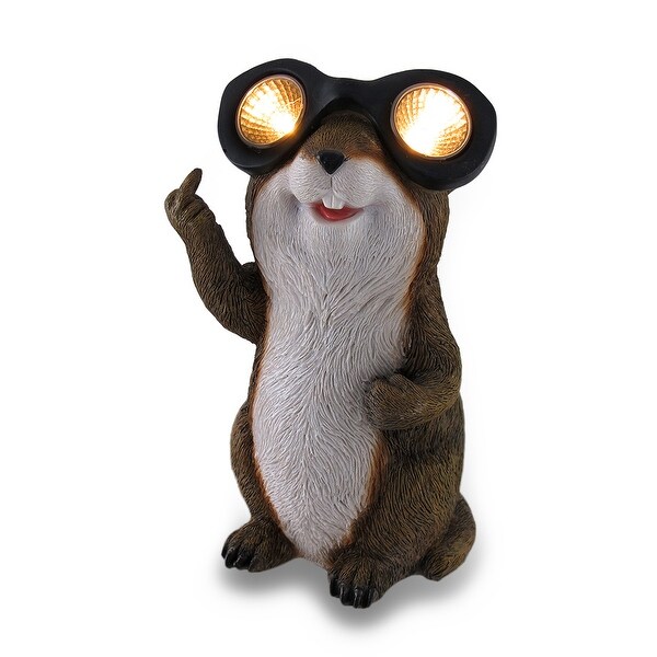 Naughty Groundhog Solar Eyes Solar LED Light Statue - 9 X 4.5 X 4.5 inches