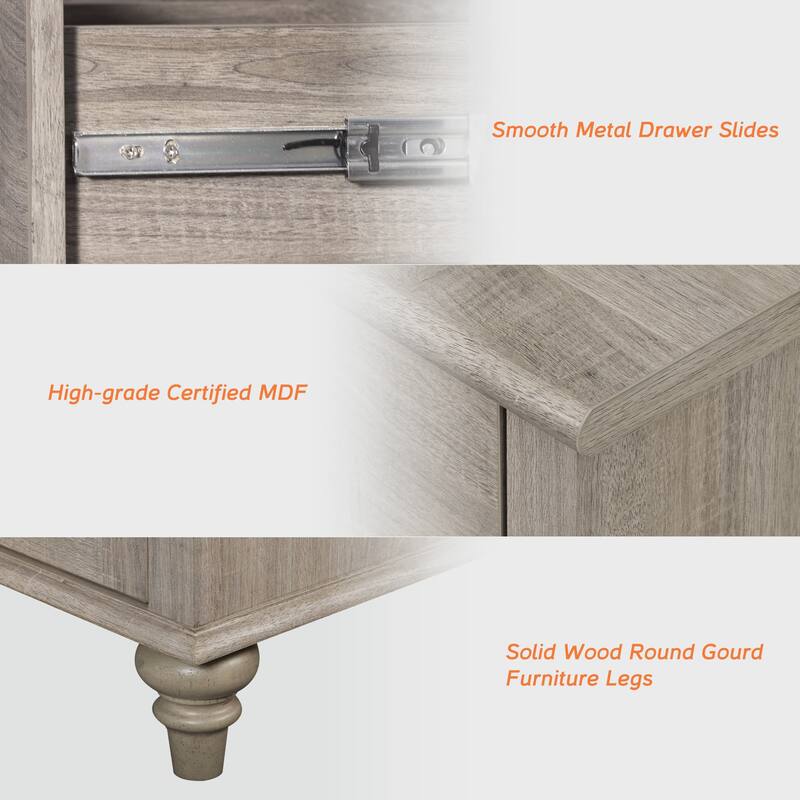 Mid Century Dresser for Bedroom with 7/8 Drawers, Wooden Kids Dresser