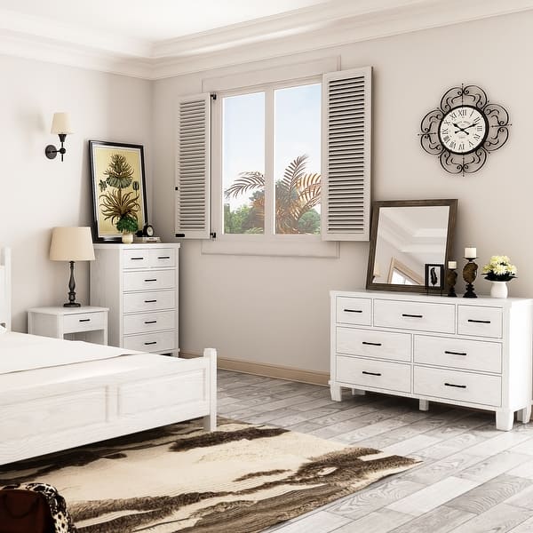 Vintage Farmhouse Dresser with 6 Wide Drawers and Metal Handles - Bed Bath  & Beyond - 40009302