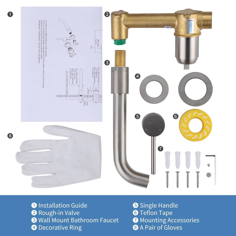 WOWOW Wall Mount Single Handle Bathroom Faucet