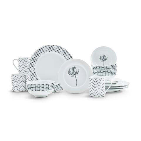 Spode Home Stella 16-piece Set - White/Black
