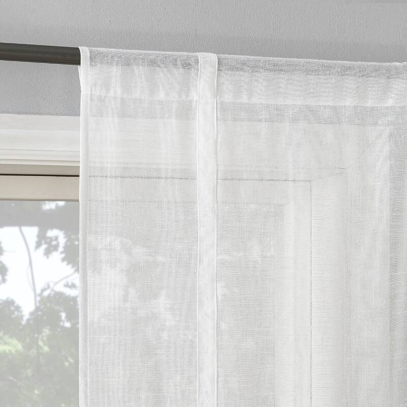 Archaeo Akari Slub Textured Linen Blend Semi-Sheer Rod Pocket Window Tie-up Shade - 40" x 63" - 40" x 63" - White