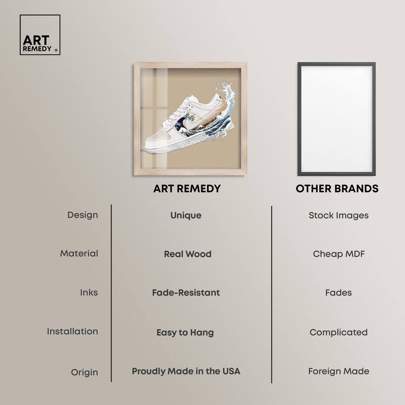 Great Wave Sneaker Splash Shadowbox by Art Remedy
