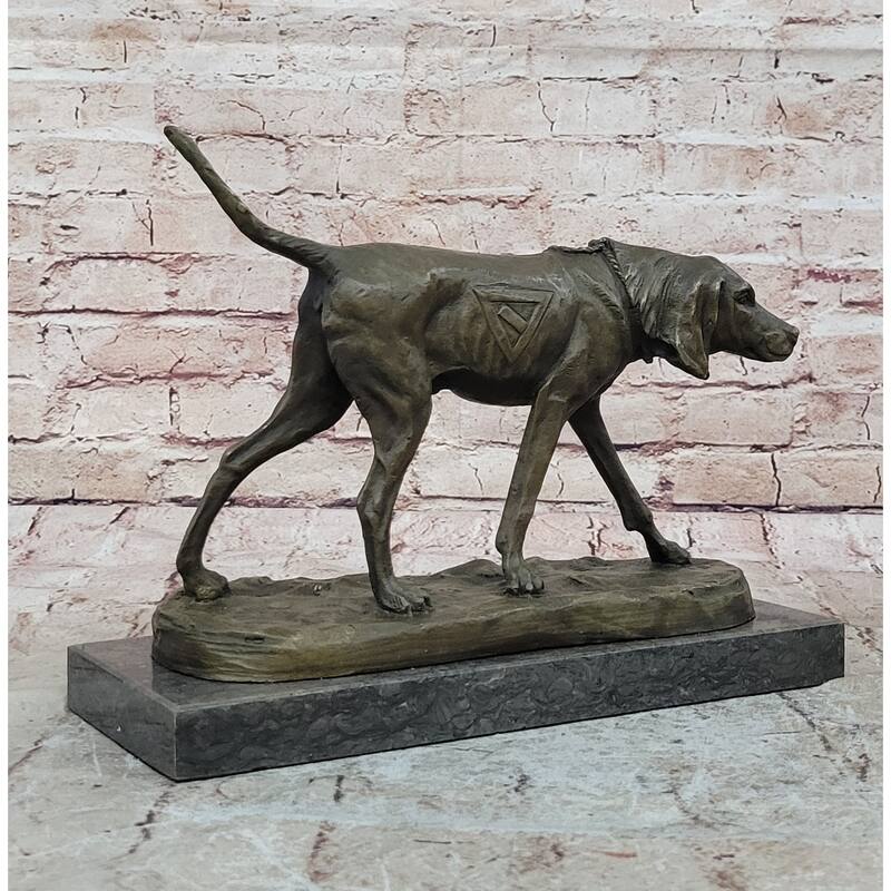 Service Imitative Dog Support Animal Bronze Statue Sculpture Figure 9.5 Inches X 12 Inches