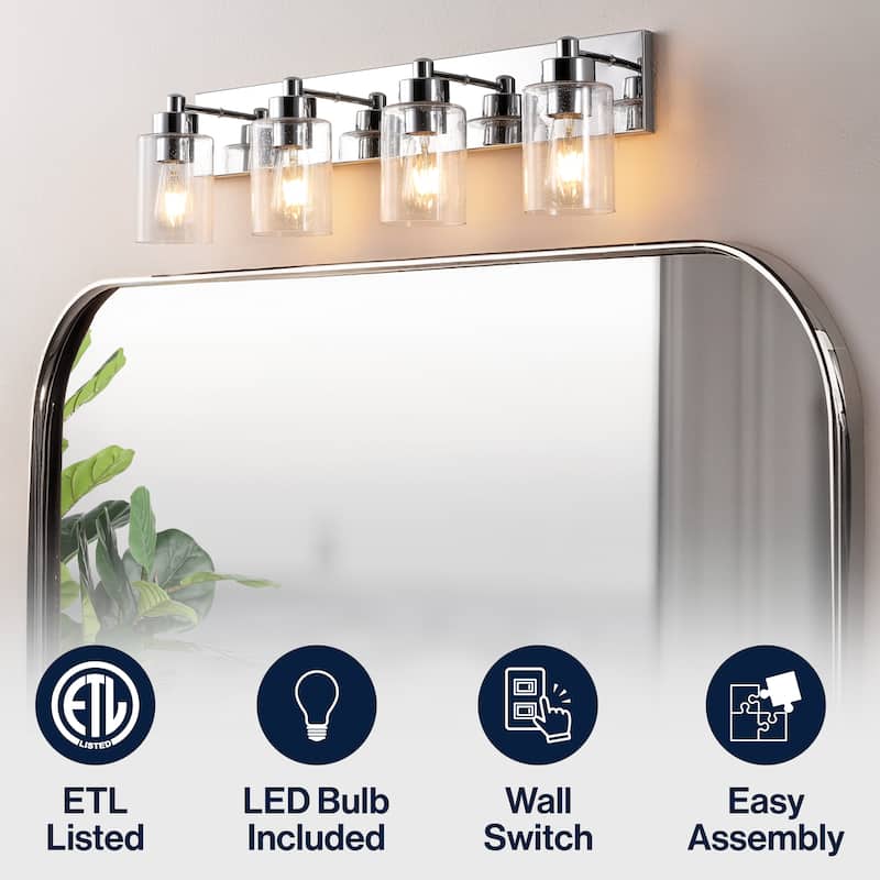 Lydia Seeded Glass/Iron LED Vanity Light, by JONATHAN Y