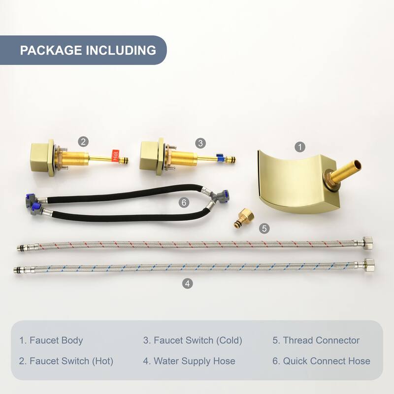 Widespread Bathroom Sink Faucet With Valve 8 Inch Waterfall Bathroom Faucets 3 Holes Modern Double Handle Basin Vanity Mixer Tap