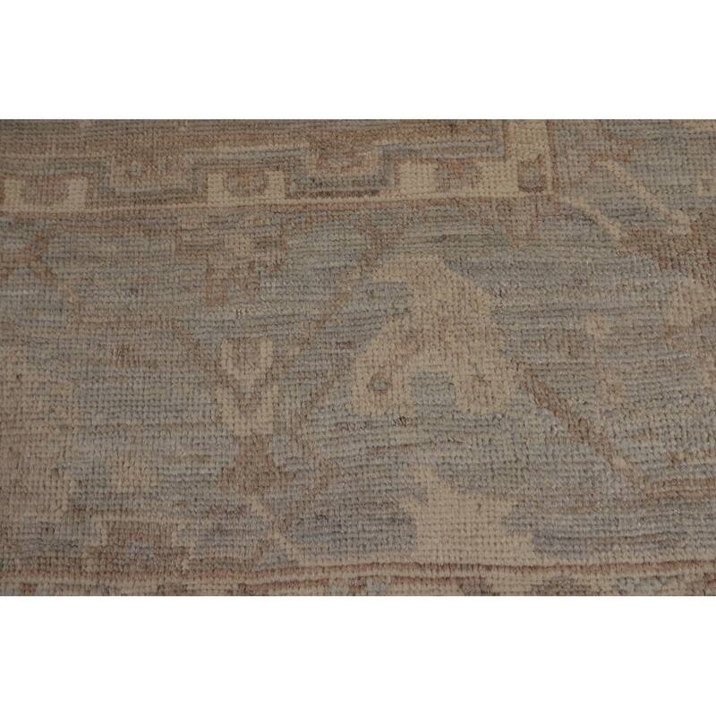 Transitional Oushak Turkish Area Rug Hand-Knotted Grey Wool Carpet - 9'1"x 11'8"