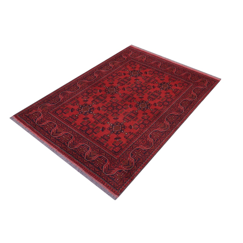 Rustic Biljik Khal Mohammadi Skye Red/Blue Rug - 4'10'' x 6'4''