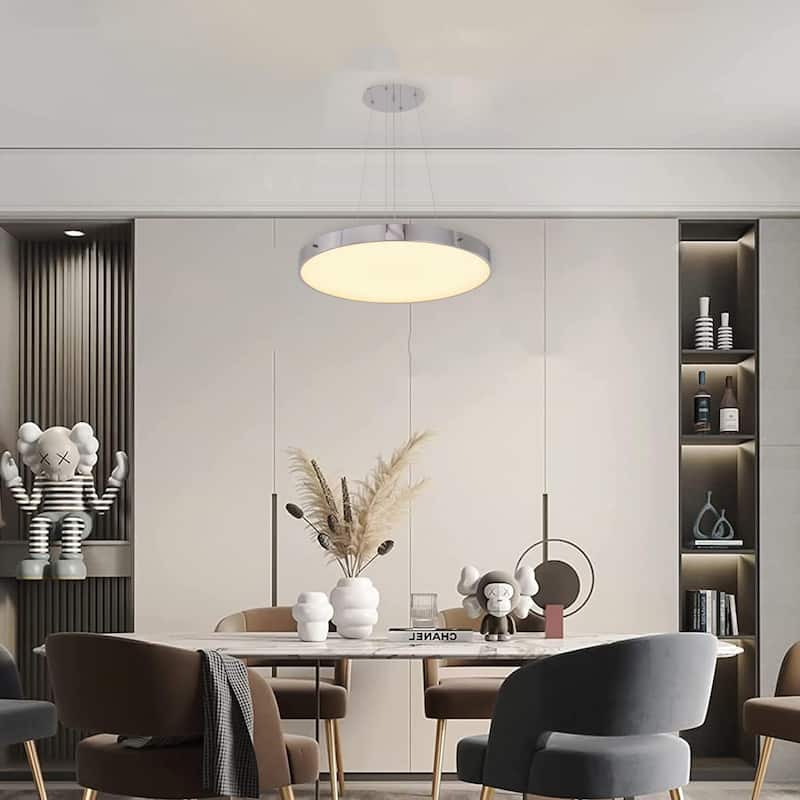 1-Light Chrome LED Chandelier With A Clear Acrylic Beaded Diffuser