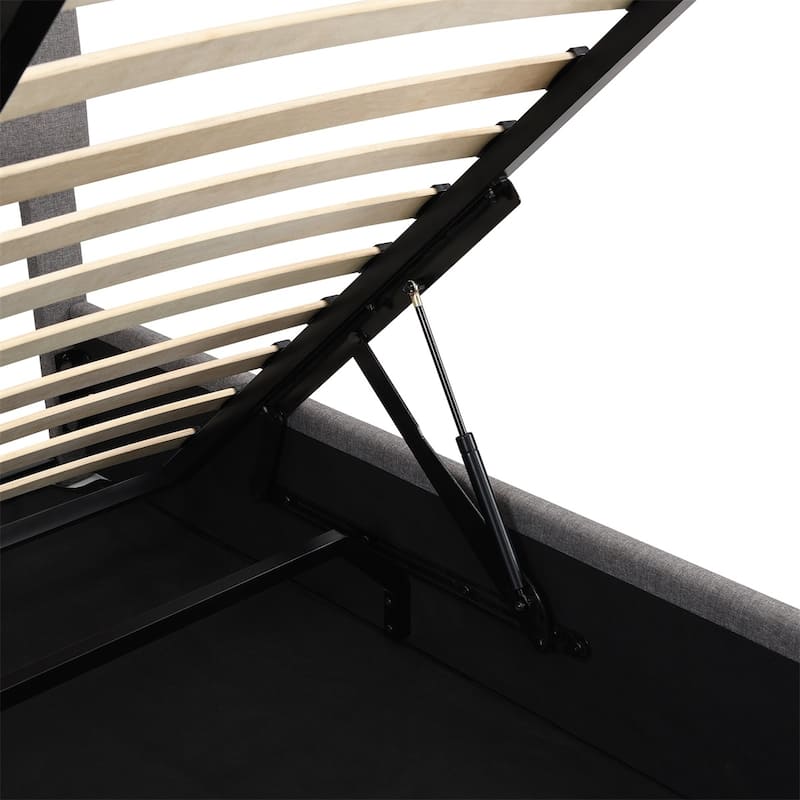 Merax Upholstered Platform Bed with a Hydraulic Storage System