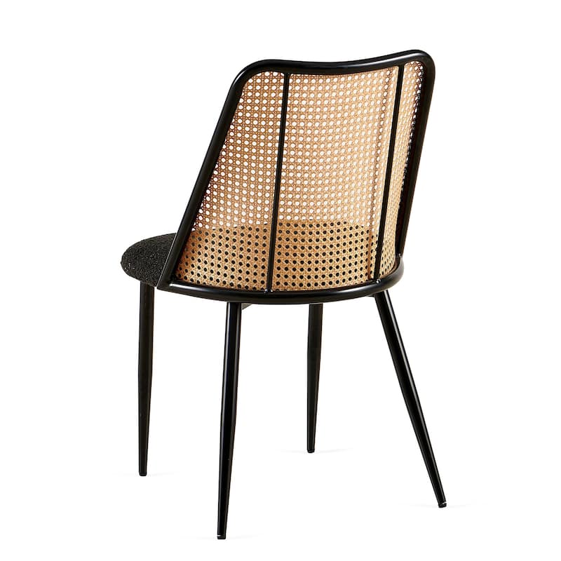 Natural Cane Back Dining Chairs Set of 2 Upholstered Dining Room Kitchen Chair