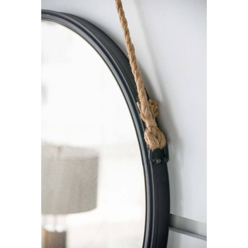 29.5" in On-trend Hanging Round Mirror with Black Framed