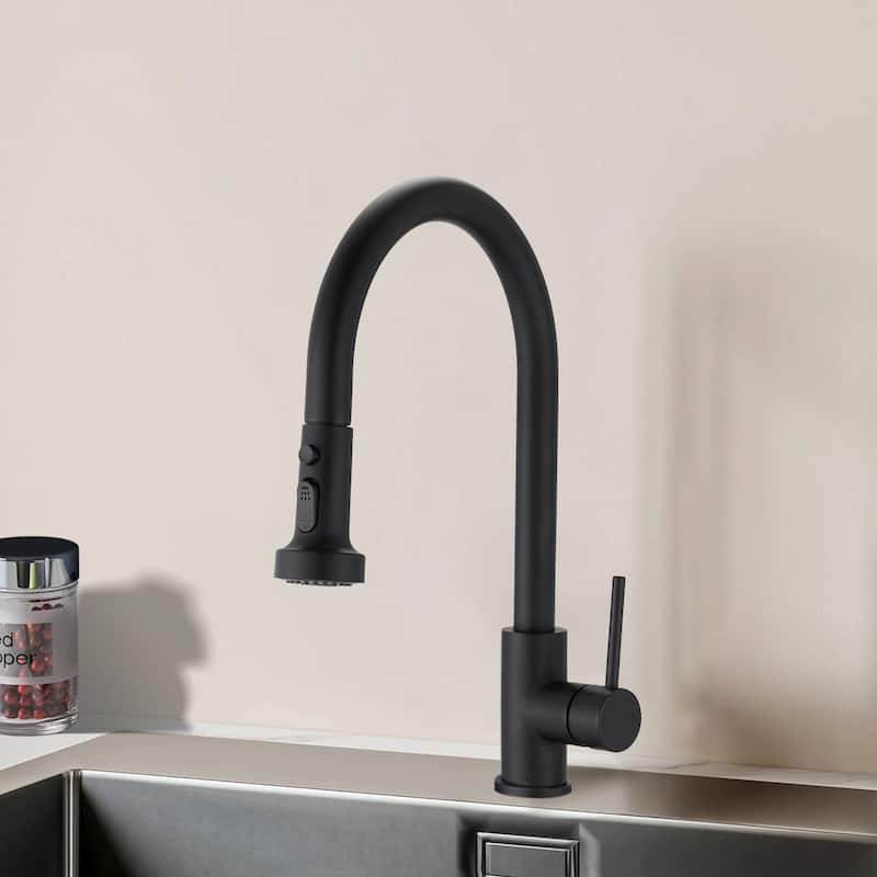 Topcraft Pull Down Single Handle Kitchen Faucet with Baseplate