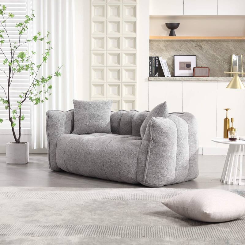 Soft Bean Bag Chair for Adults, Cozy Lazy Bean Bag Sofa, 2 Seat with Armrests for Home