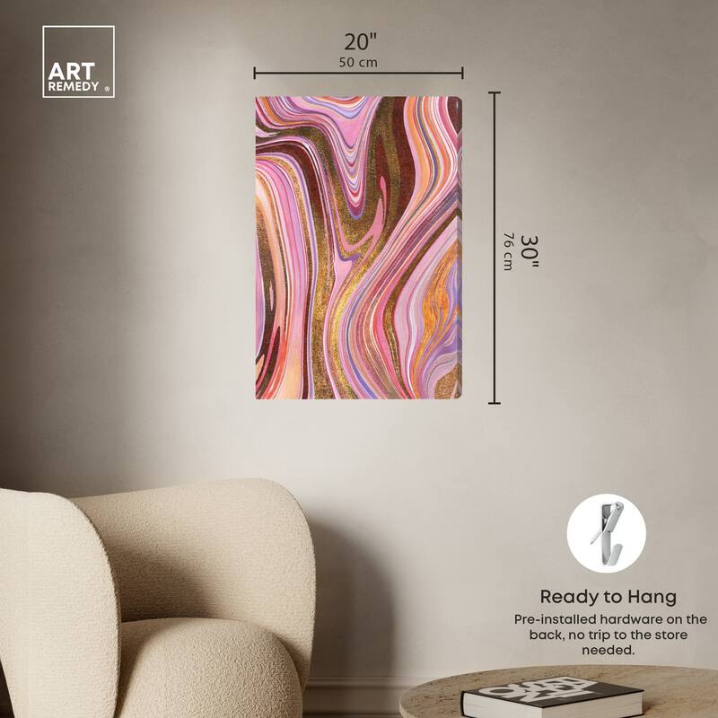 Art Remedy Doll Memories - Pink Geode Gallery Wrapped Mineral, Agate & Geode 1 Piece Canvas Wall Art