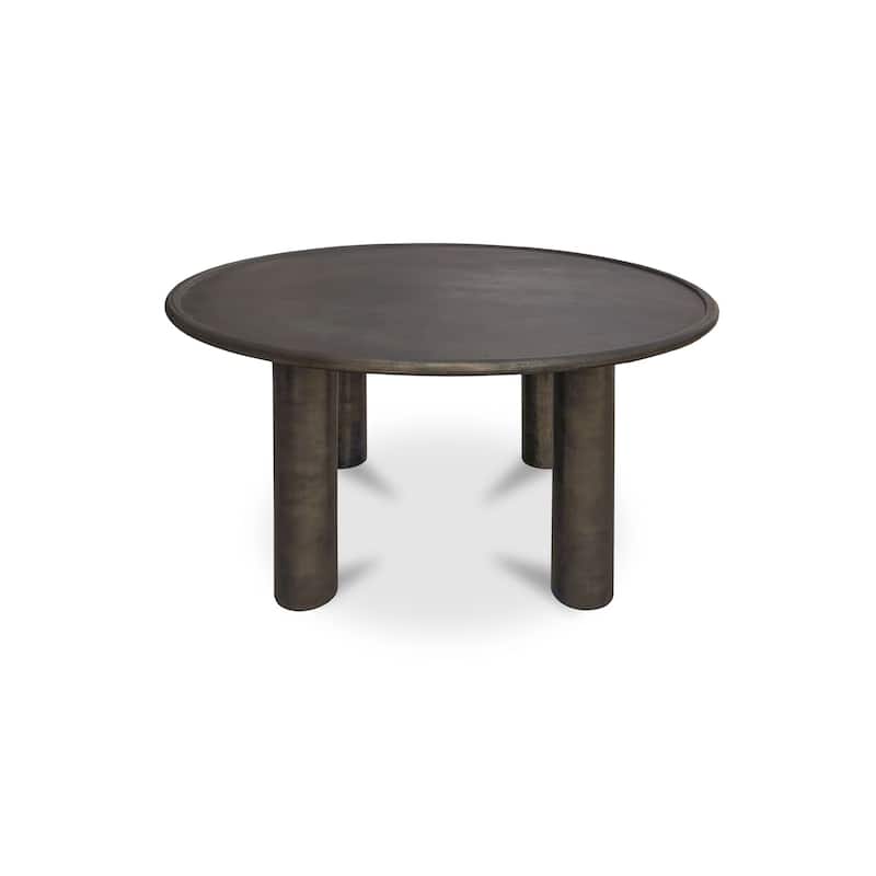 NADAAL STUDIOS Jossan Outdoor Dining Table, Round Cast Aluminum with Blackened Bronze Finish, Deep Bronze