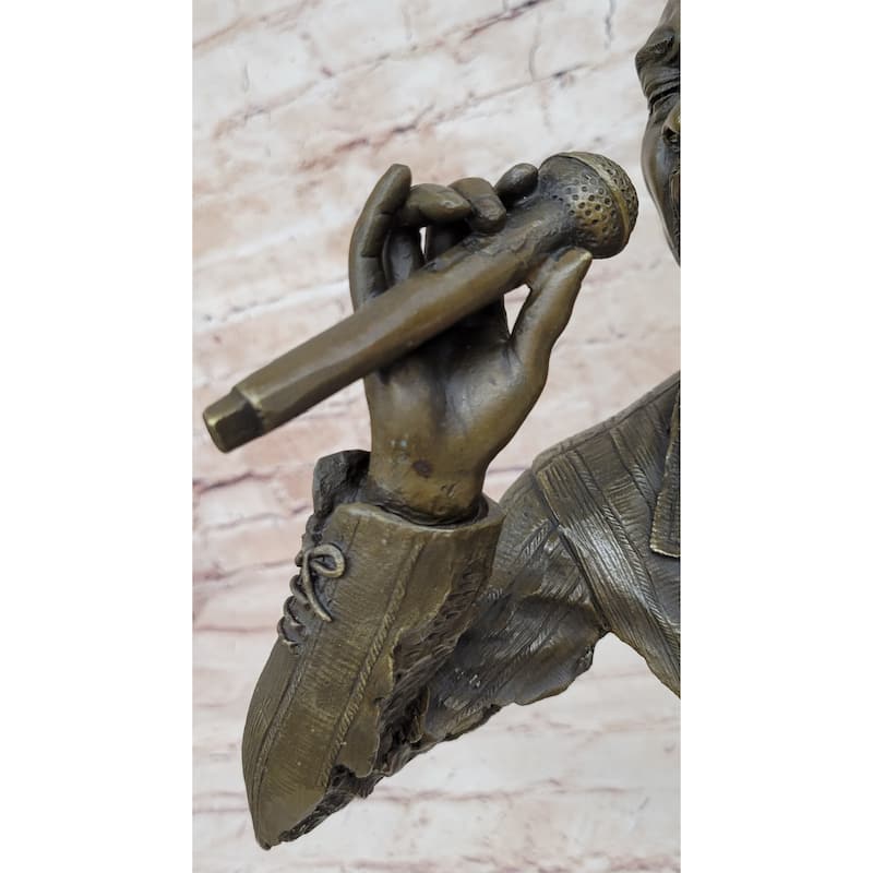 African American Black Singer Bronze Metal Bust Statue Sculpture On Marble Base
