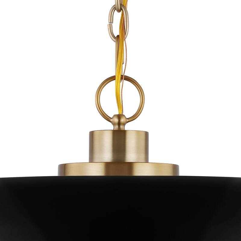 Colony 1 Light Large Pendant Matte Black with Burnished Brass