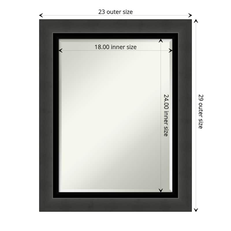 Beveled Bathroom Wall Mirror - Tuxedo Black Frame - Tuxedo Black - Outer Size: 23 x 29 in