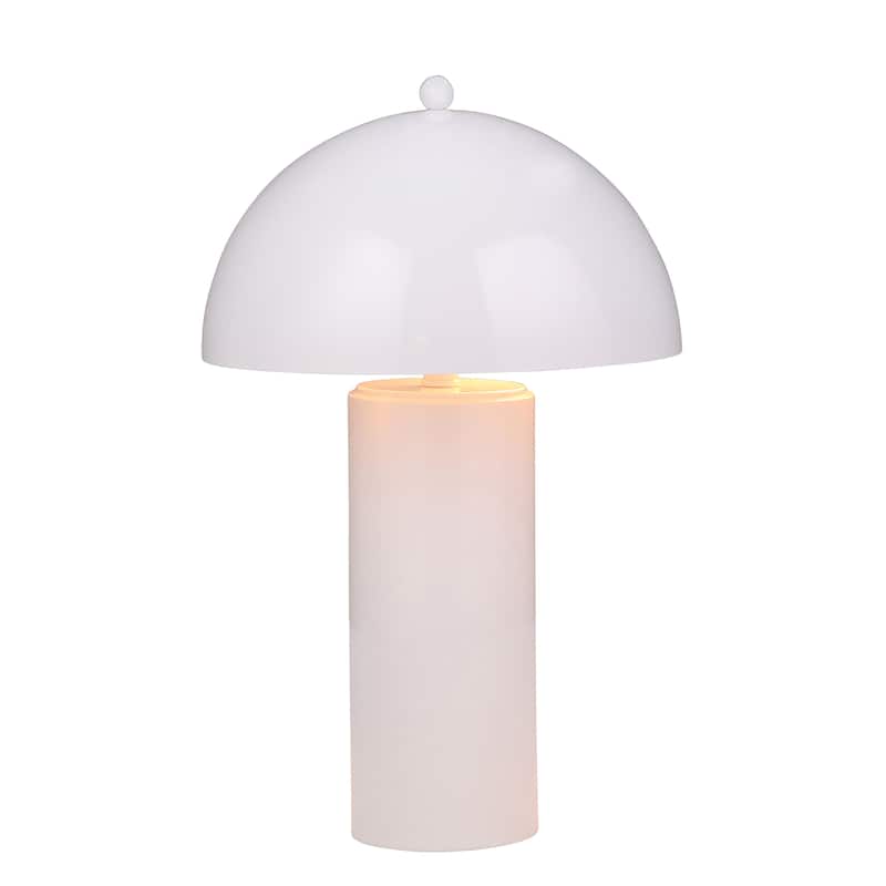 Midcentury Modern Mushroom Dome Metal Accent Table Lamp, Home or Office, White, 14 L x 14 W x 22 H - 13.75" x 13.75" x 22"