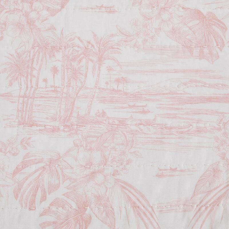 Tommy Bahama Beach Bluff Toile Cotton Reversible Pink Quilt Set