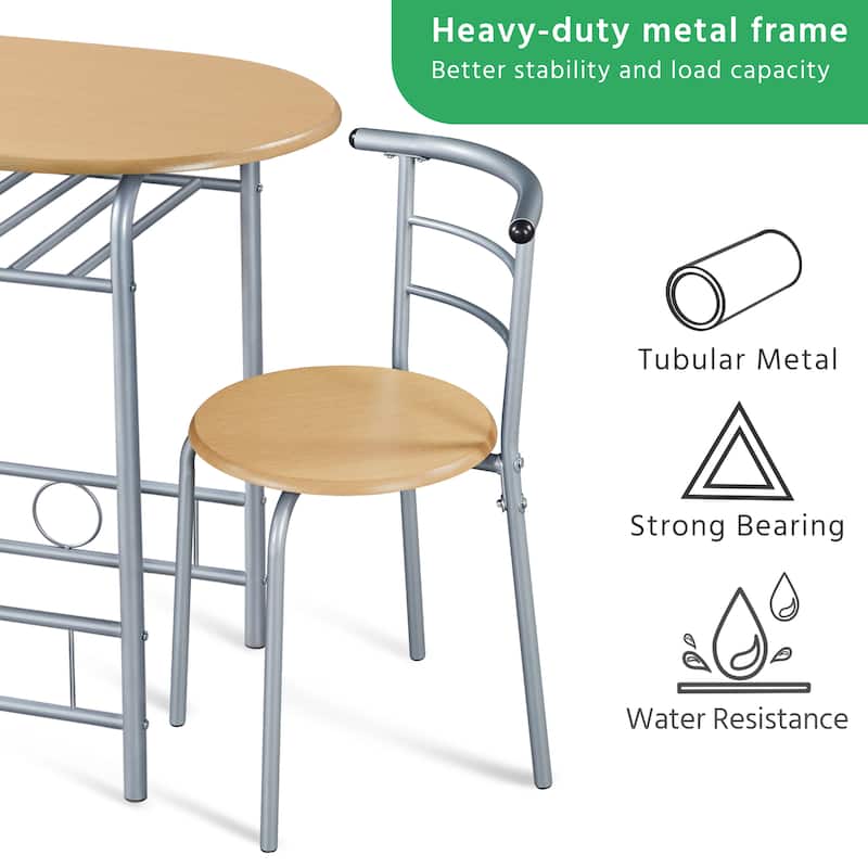 Yaheetech Modern Round Dining Table Set, 3 Piece Dining Room Sets for Kitchens, Apartments