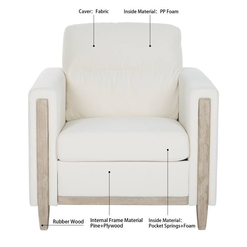 Stylish Living Room Sofa with High-Resilience Foam and Rubber Wood Legs - Easy Assembly