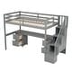 preview thumbnail 28 of 32, Twin Size Loft Bed Frame with Built-in Desk and Double Storage Drawers