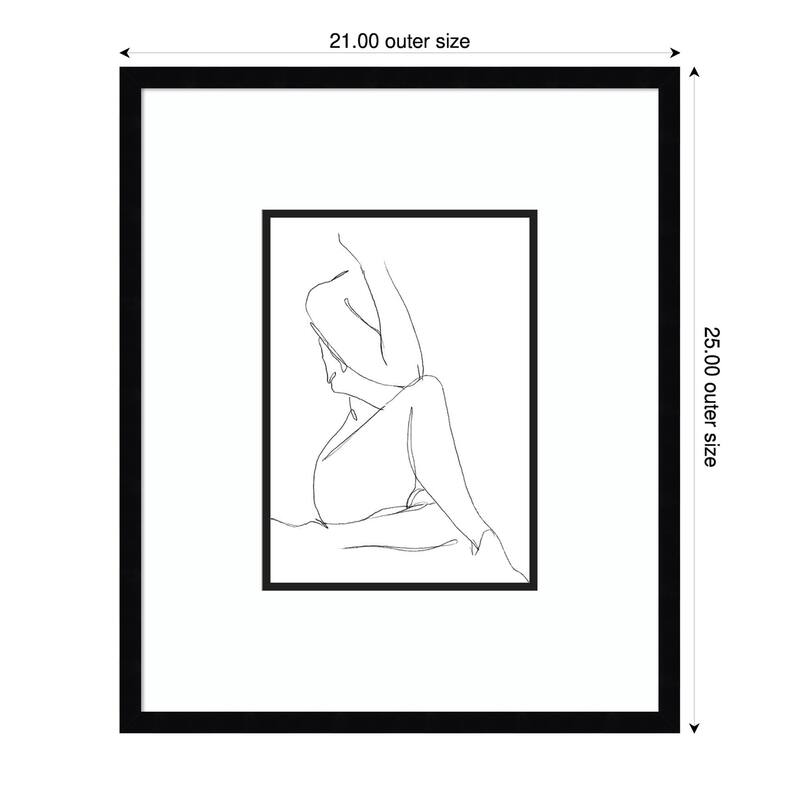 Nude Contour Sketch No. 1 by Ethan Harper Wood Framed Wall Art Print - Black