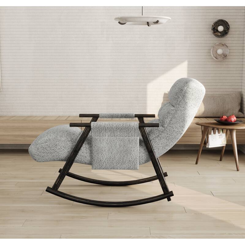 Grey 42.2" Velvet High Back Rocking Chair