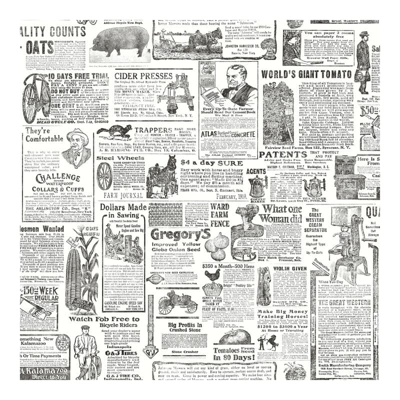 Chesapeake Underwood Black Vintage Newspaper Wallpaper - 20.5 x 396 x 0.025