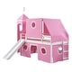 preview thumbnail 9 of 7, Pink Twin size Pine Wood Castle-Inspired Bunk Bed, Slide, Ladder, Tent, Tower, Playhouse Design