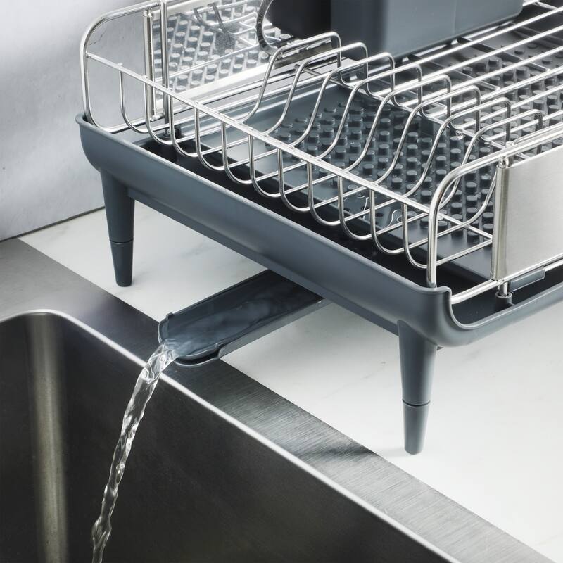 Kenmore Loxdell Expandable Full Size Rust Resistant Dish Rack with Drain Board and Flatware Caddy