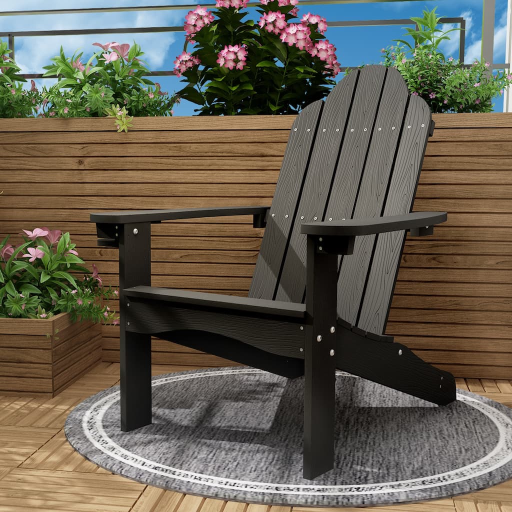 LUE BONA Outdoor Plastic Poly Weather Resistant Patio Adirondack Chair 1-Pack - 35"D x 30"W x 36.2"H