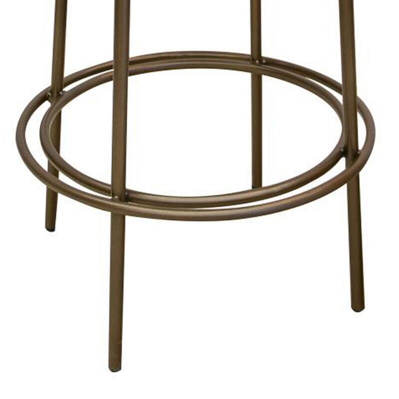 Sierra Counter Height Stool, Gray Faux Leather, Brass Metal, 24 Inch