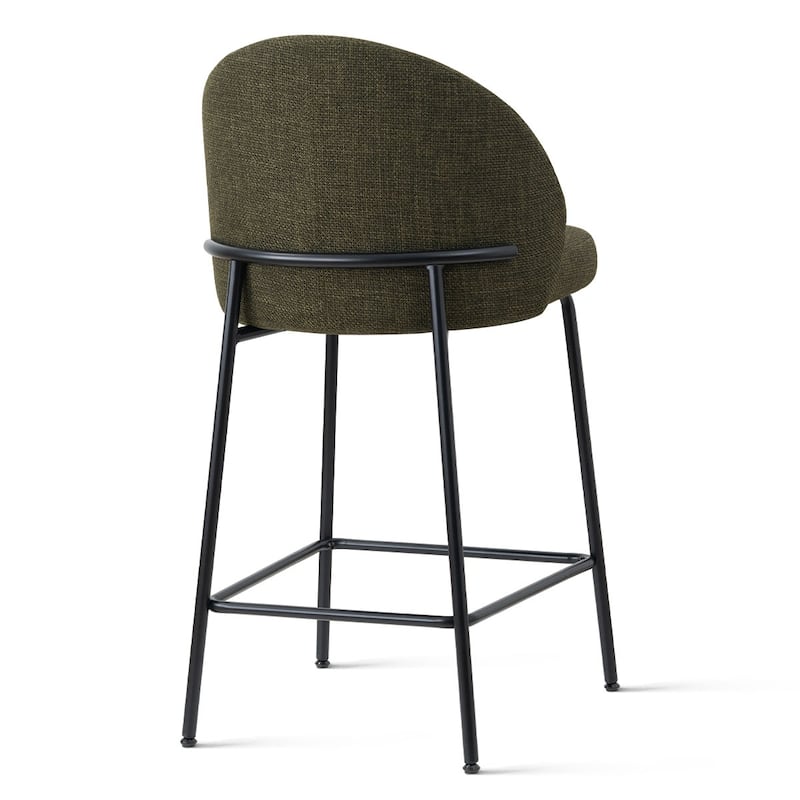 Upholstered Counter Height Bar Stool Set with Curved Back and Metal Frame(Set of 3)