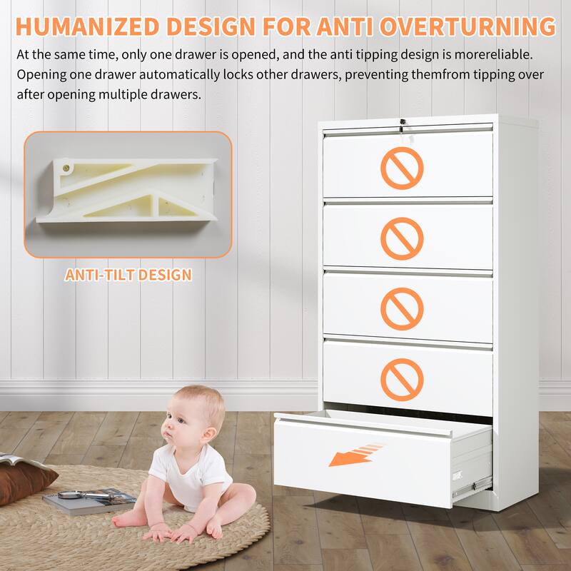 5 Drawer Metal Lateral File Cabinet