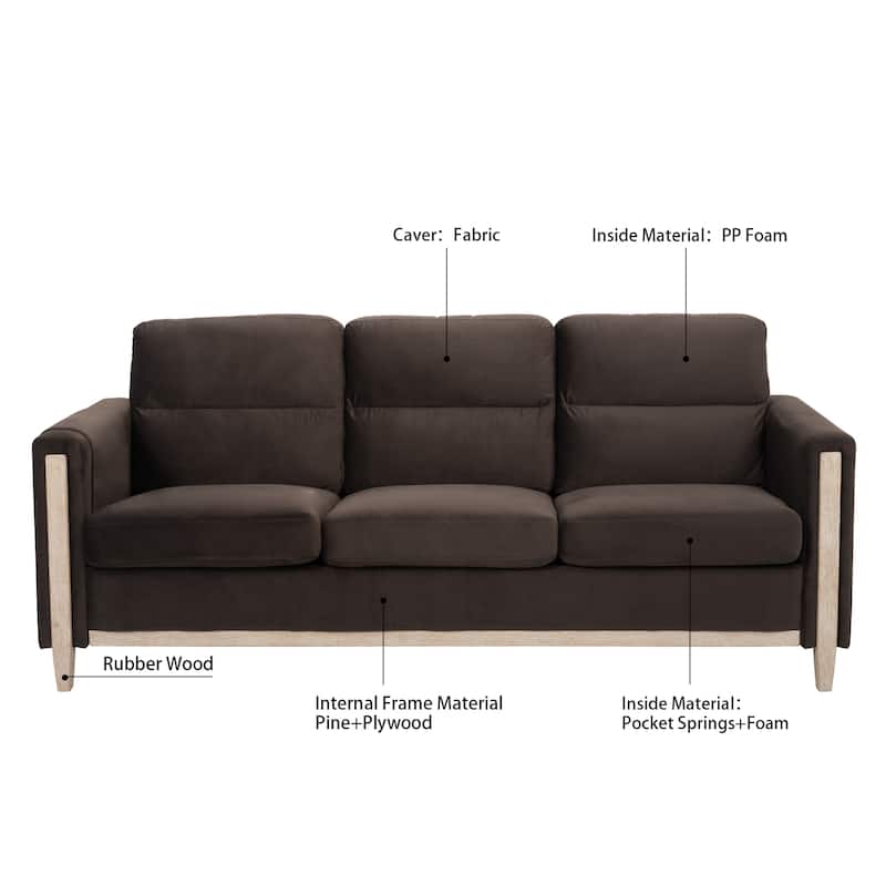 Comfortable Solid Wood Three-Seater Sofa - Soft Cushions, Durable and Long-lasting,79.5" Sofa Couch for Living Room