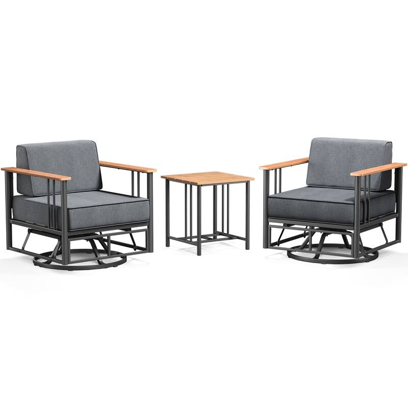 Gymojoy Patio Swivel Chairs with 6" Cushions Set of 2, 360° Swivel Rocking Outdoor Chairs for Porch, Poolside