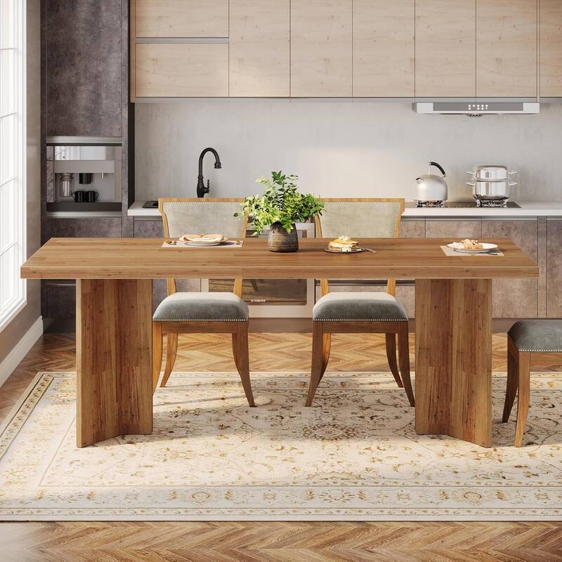 63-inch Rectangle Wooden Dining Table with Large Tabletop and Heavy Duty Legs for 4 to 6 People