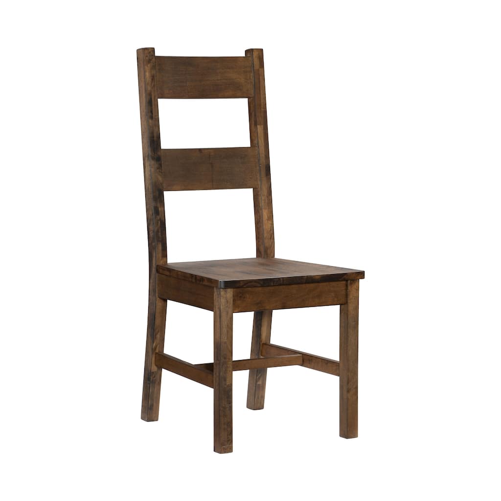 Rick 22 Inch Side Dining Chairs Set of 2, Ladder Back, Burnished Brown Rubberwood