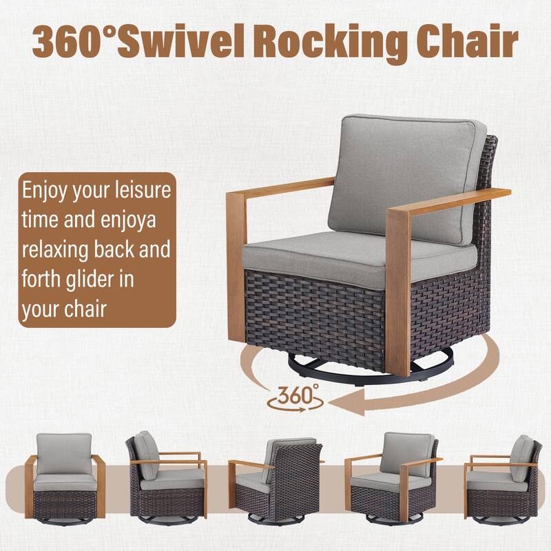 Gymojoy Patio Swivel Rocking Chairs with Ottomans