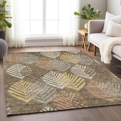 Premium Washable Super Soft Farmhouse Leaves Mayfield Rug