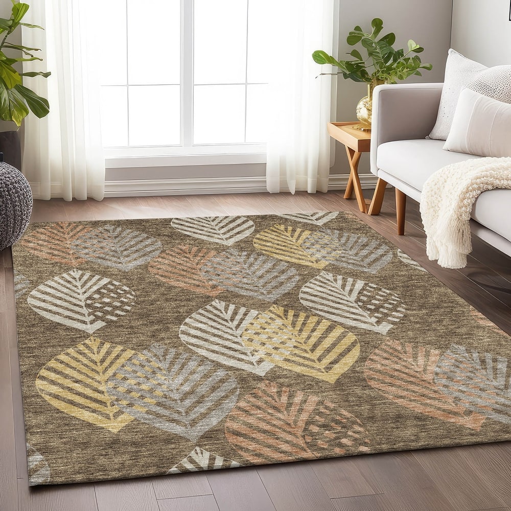 Premium Washable Super Soft Farmhouse Leaves Mayfield Rug