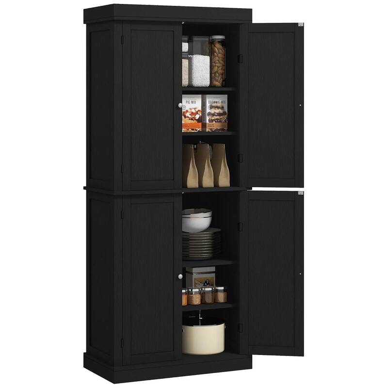 72" Kitchen Cabinet, Pantry Storage Cabinet with Doors and Shelves