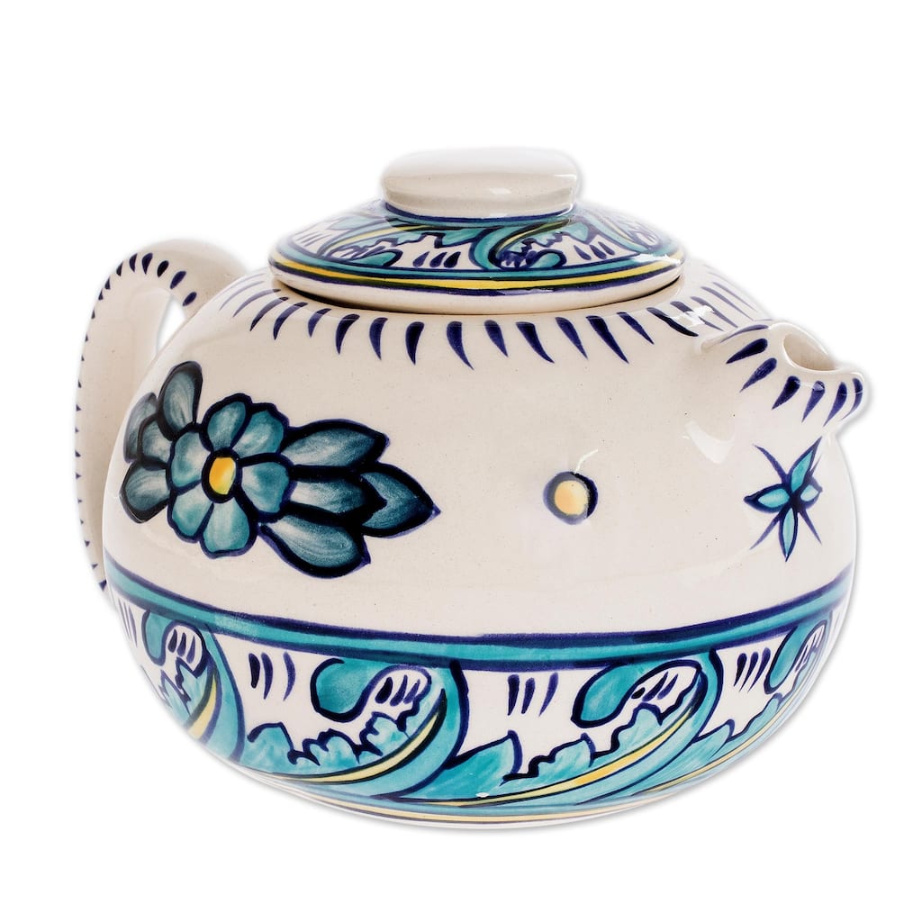 Novica Handmade Bermuda Ceramic Teapot