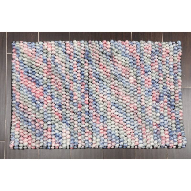 Hand Made Pink Polyester Modern & Contemporary Oriental Area Rug