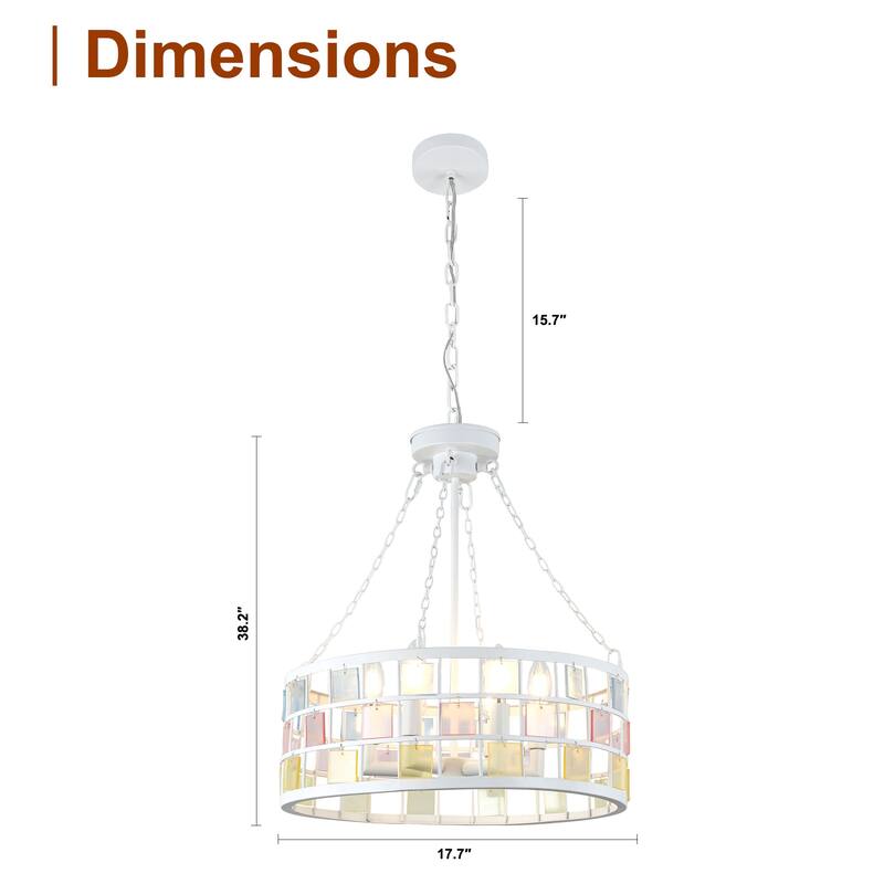CurveCurio 20" Modern Tiffany DIY Chandelier, 6-Light w 24" Adjustable Hanging Chain for Dining Room, Bedroom and Foyer