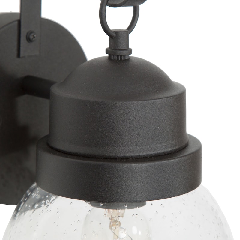 Set of 2 Bern Black Seeded Glass Outdoor Wall Sconces Patio Light - L 6"x W 7"x H 11"