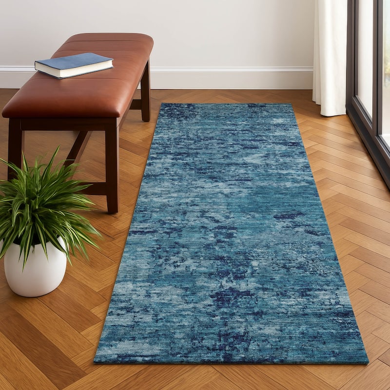 Premium Washable Super Soft Solid Abstract Mayfield Rug - Denim - 2'3" x 7'6"